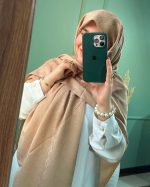 روسری ابریشم ژاکارد زنجیر دار - تصویر 5